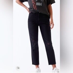 PacSun Black Mom denim jeans  Distressed details raw hem size 27 inseam 26 in